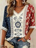 Women's Casual 250th Anniversary Printed Waffle Top