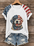 Women'S 250th Anniversary Independence Day Dog Art Printed T-Shirt