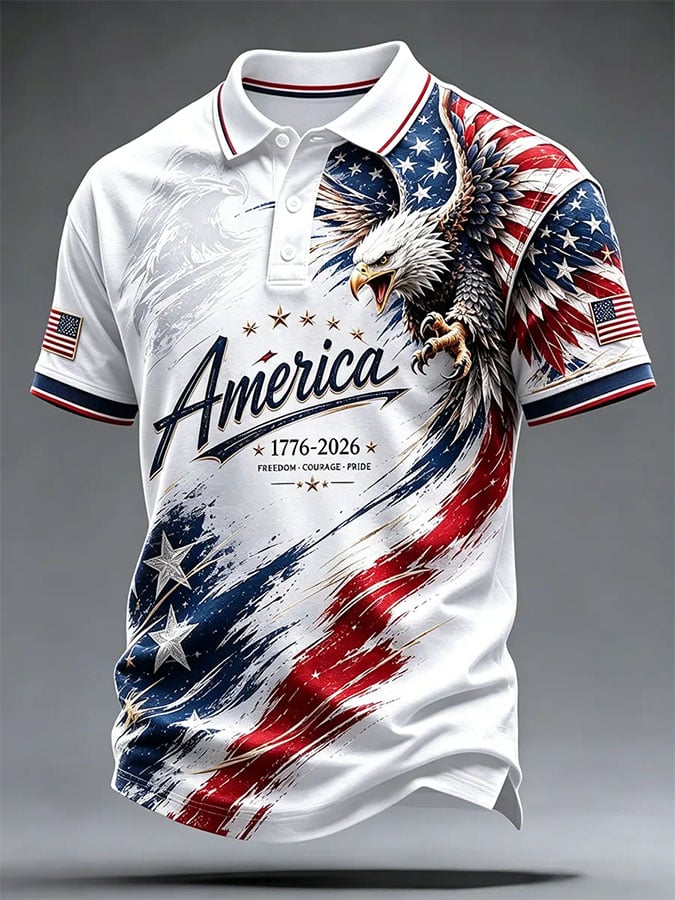 Men's Print Casual Polo Shirt