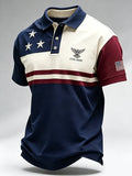 Men'S Casual Independence Day Print Polo Shirt