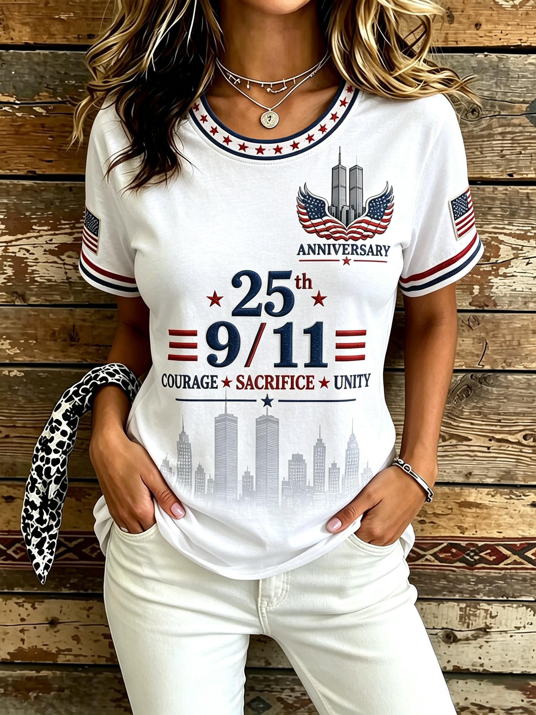 Women's Never Forget September 11 Print T-Shirt