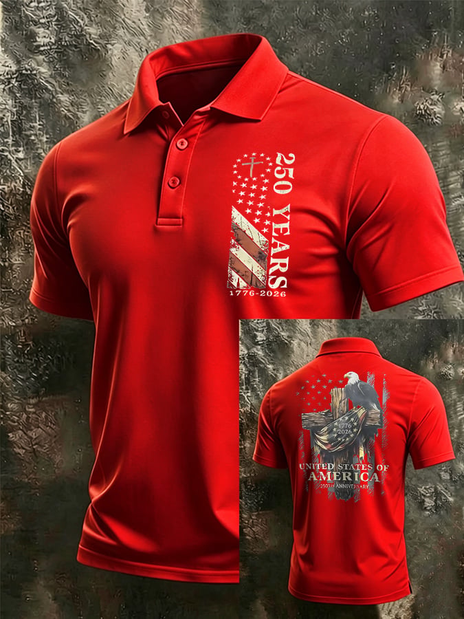 Men's Printed Short-Sleeve Polo Shirt