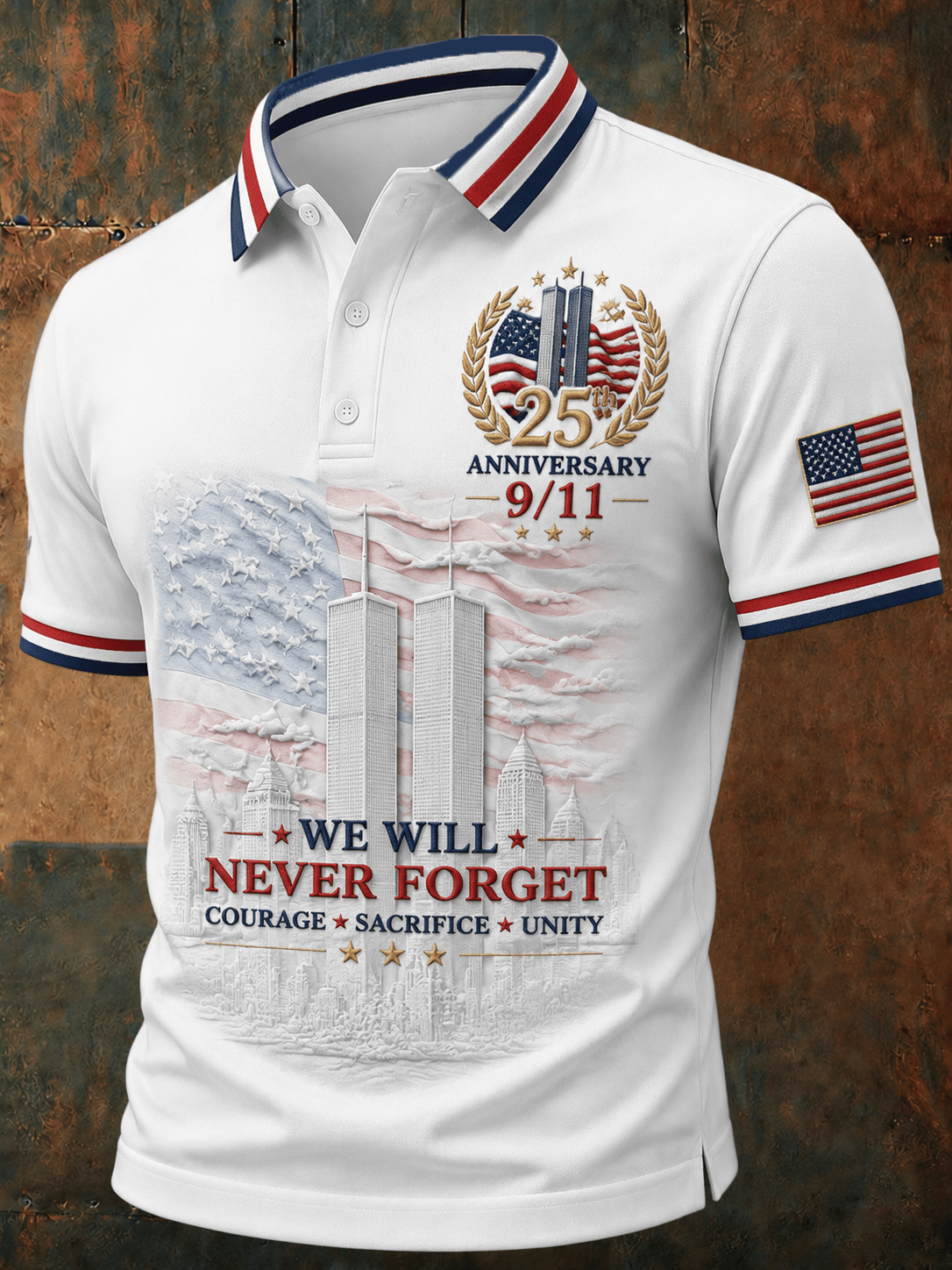 Men's 9.11 Never Forget Print Casual Polo