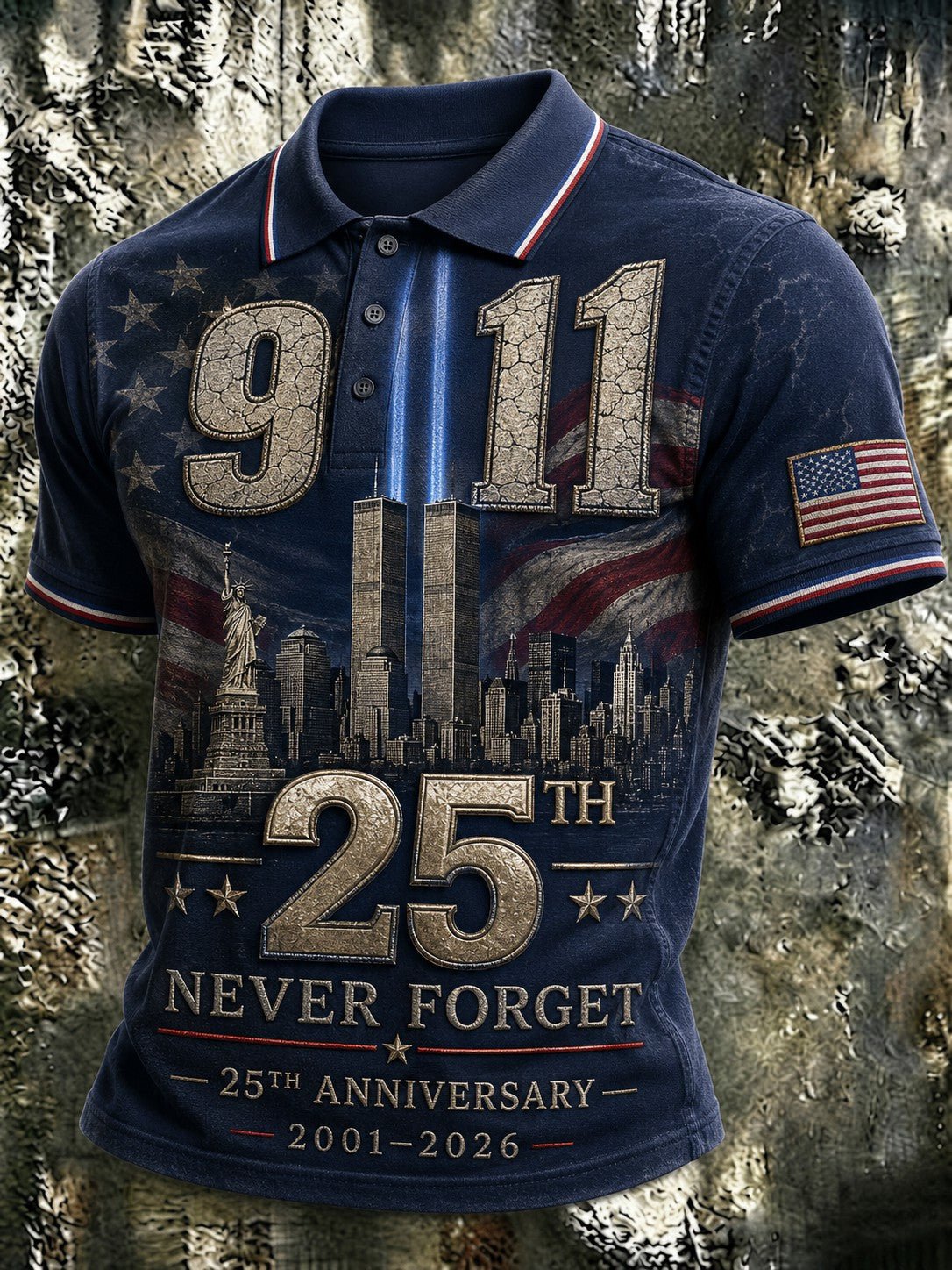 Men's 9.11 Never Forget Print Casual Polo
