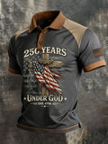 Men'S Retro American Patriots Independence Day 250Th Anniversary Commemorative Lapel Short Sleeved Shirt