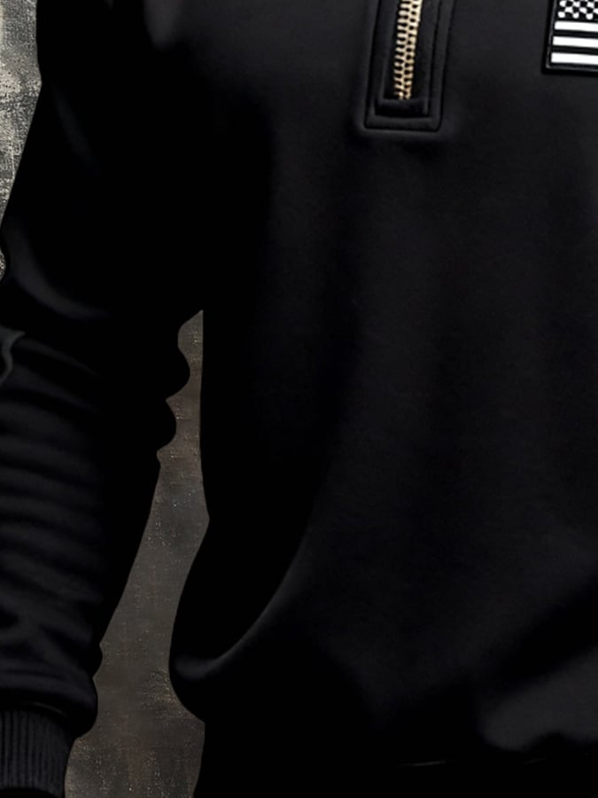 Men's Vintage Color-Block Zip-Up Sweatshirt