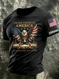 Men's America Flag 250th Anniversary Print Round Neck T-shirt