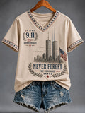 Women's 9.11 Never Forget Print V Neck T-shirt