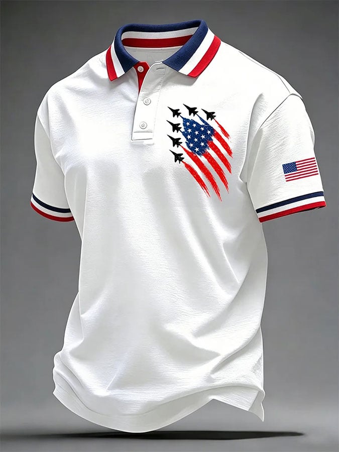 Men's 250th Anniversary Vintage Jet Print Short-Sleeve Polo Shirt