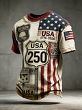 Men'S Casual Crew Neck Short-Sleeve T-Shirt With Usa 250th Anniversary Print
