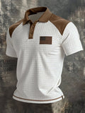Men's Retro Color-Block "Patriot" Polo-Collar Casual Short-Sleeve T-Shirt