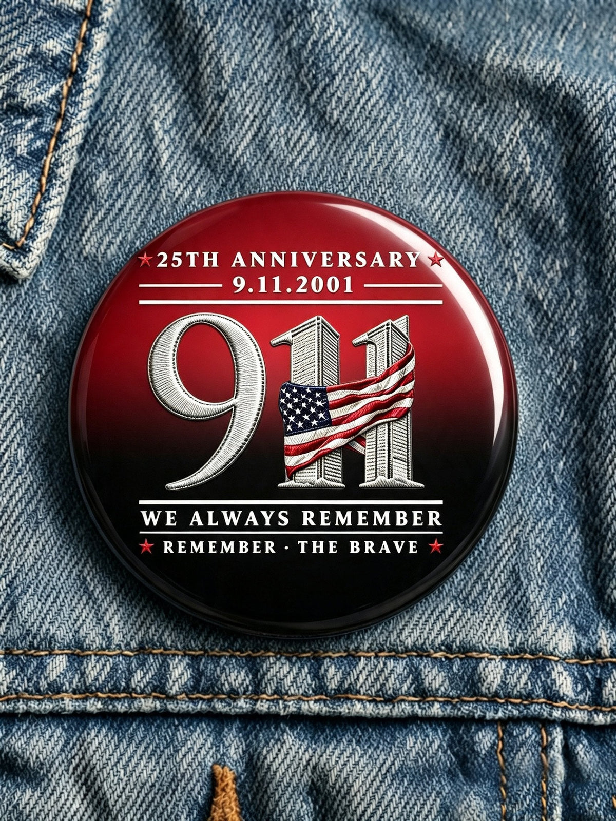 9/11 Memorial Printed Brooch