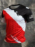 Men's Retro Patriotic Color-Block Crew Neck Short-Sleeve T-Shirt