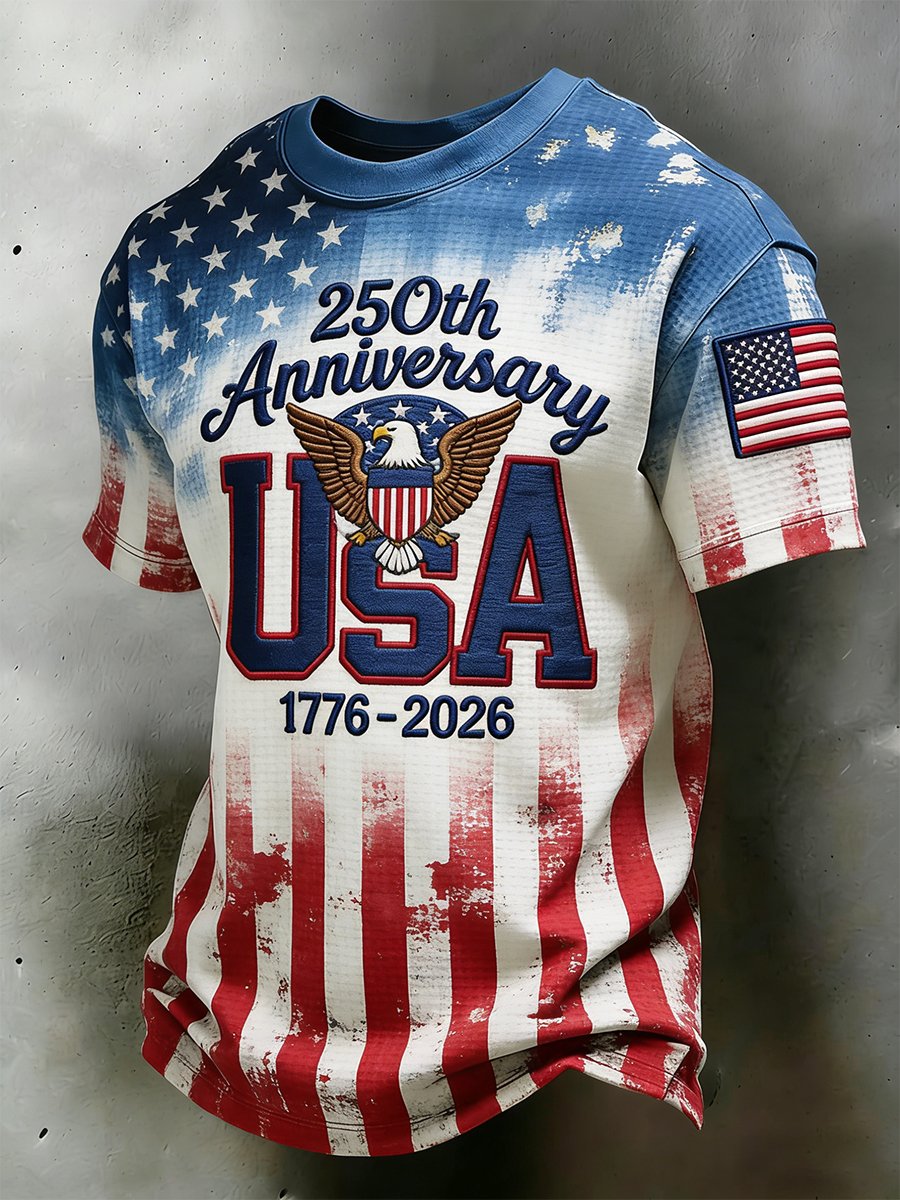 Men's American Anniversary Waffle-Knit Short-Sleeve T-Shirt