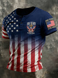 Men's 250th Anniversary of the Founding of the United States Printed Casual Henley Shirt