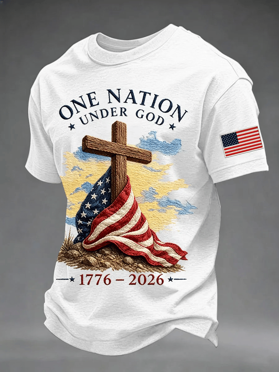 Men's Independence Day One Nation Under God Print Short-Sleeve T-Shirt