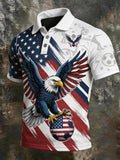 Men's American Soccer Print Short-Sleeve Polo Shirt