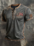 Men's Vintage Independence Day Patriot Henley T-Shirt