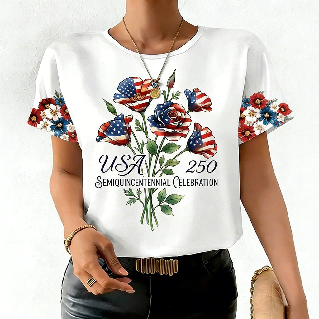 Women's Fashion American 250th Anniversary Short-Sleeved T-Shirt