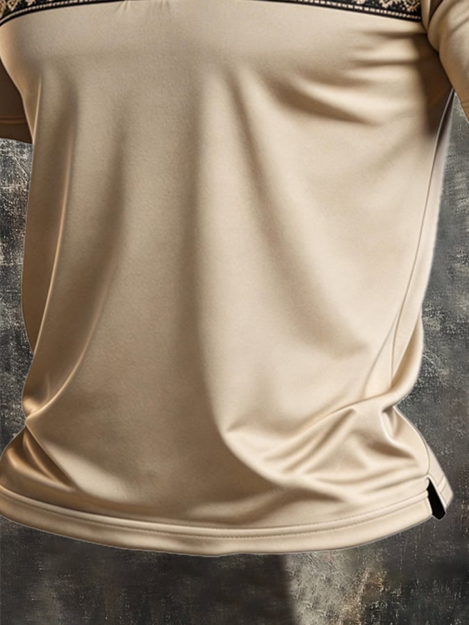 Men's Retro Patriotic Color-Block Short-Sleeve Polo Shirt