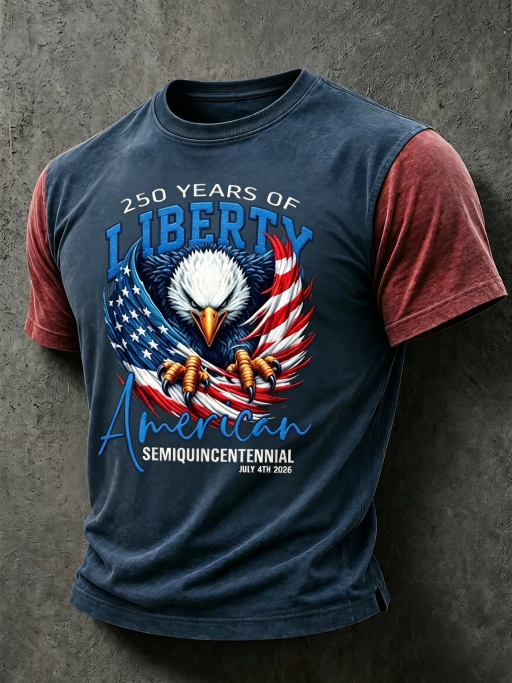 Men's 250th Anniversary Independence Day Art Printed Casual T-shirt