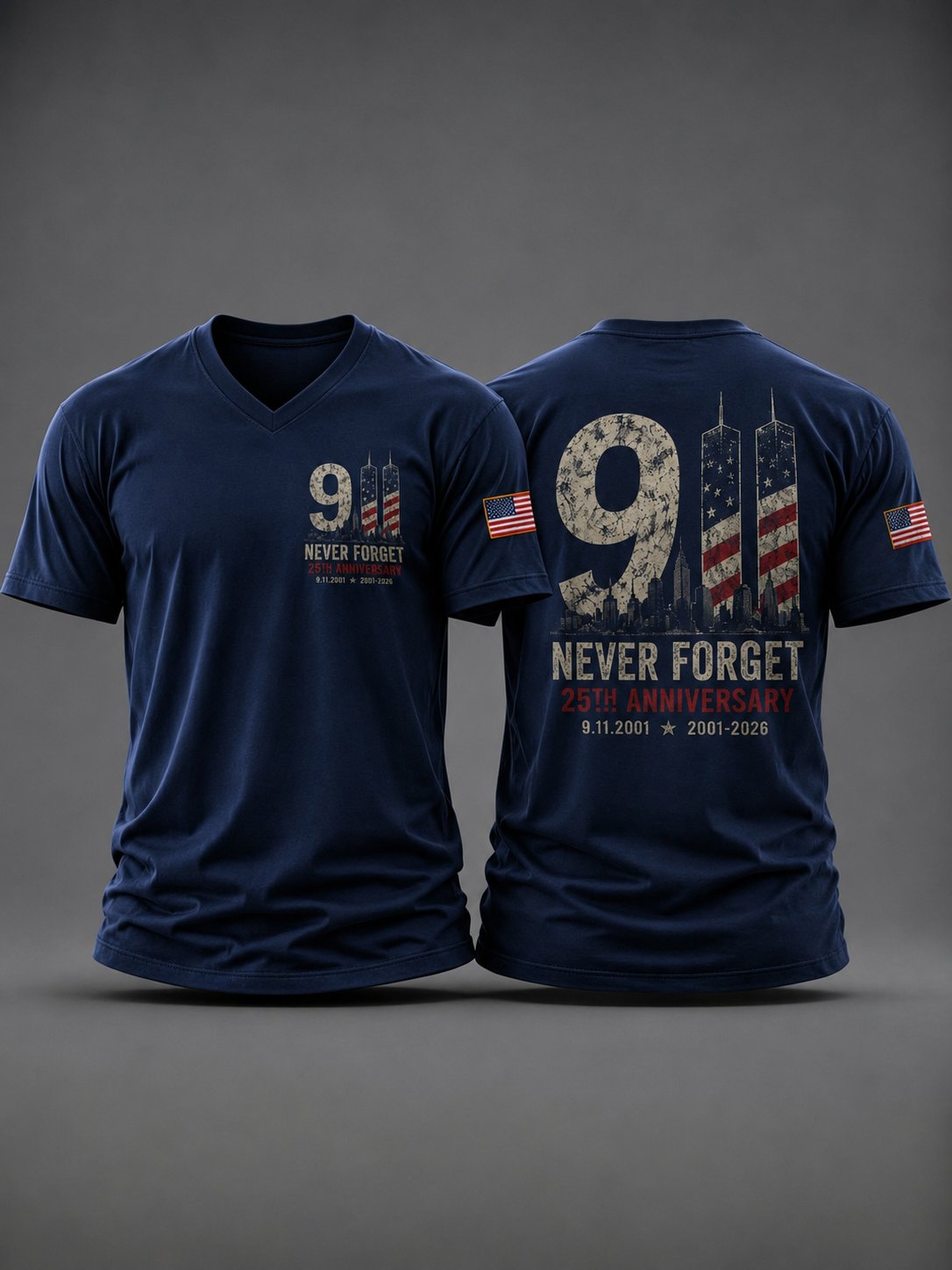 Men's Printed T-Shirt in Memory of 9/11 Victims