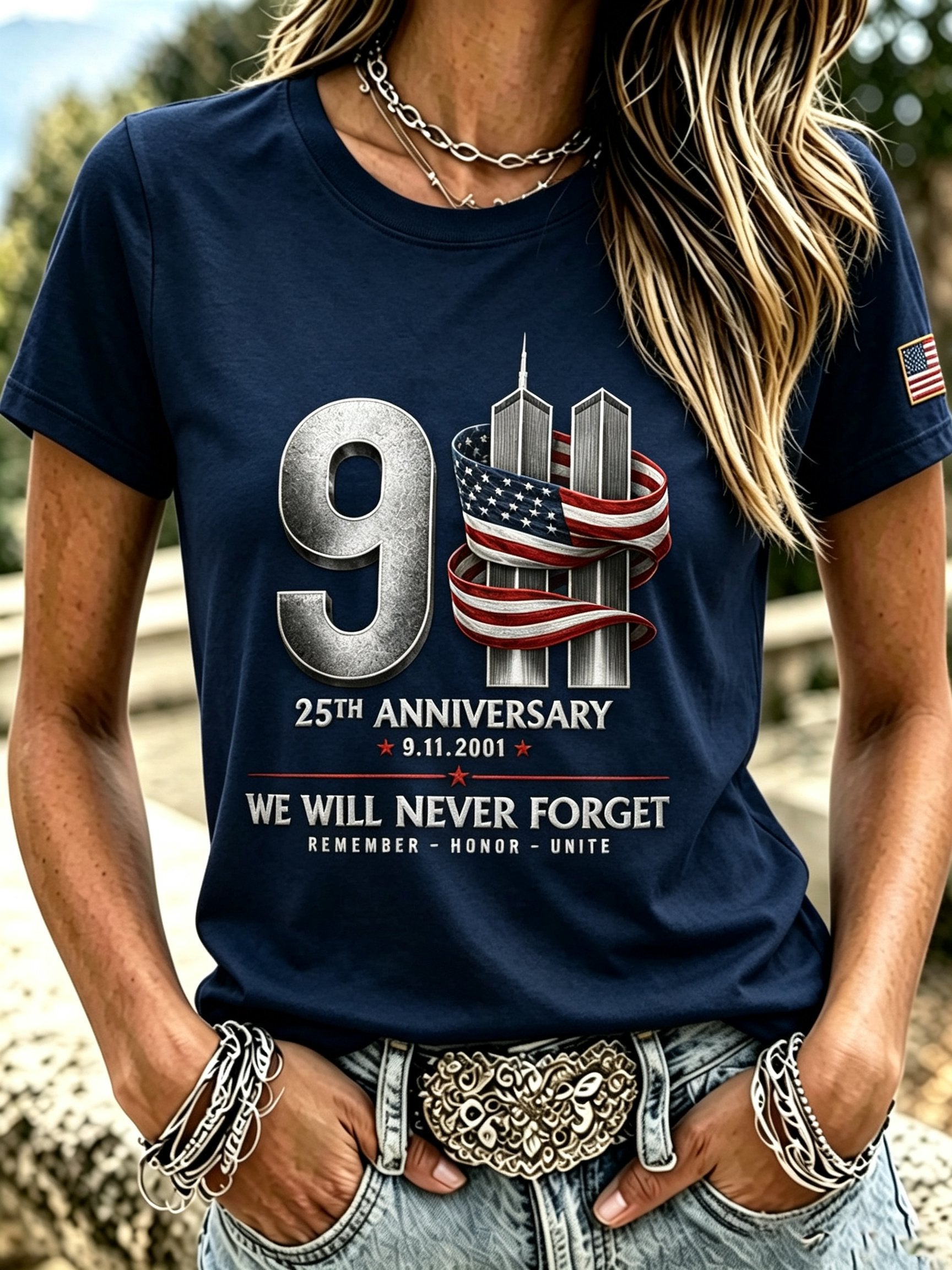 Women's 9.11 Never Forget Printed T-shirt