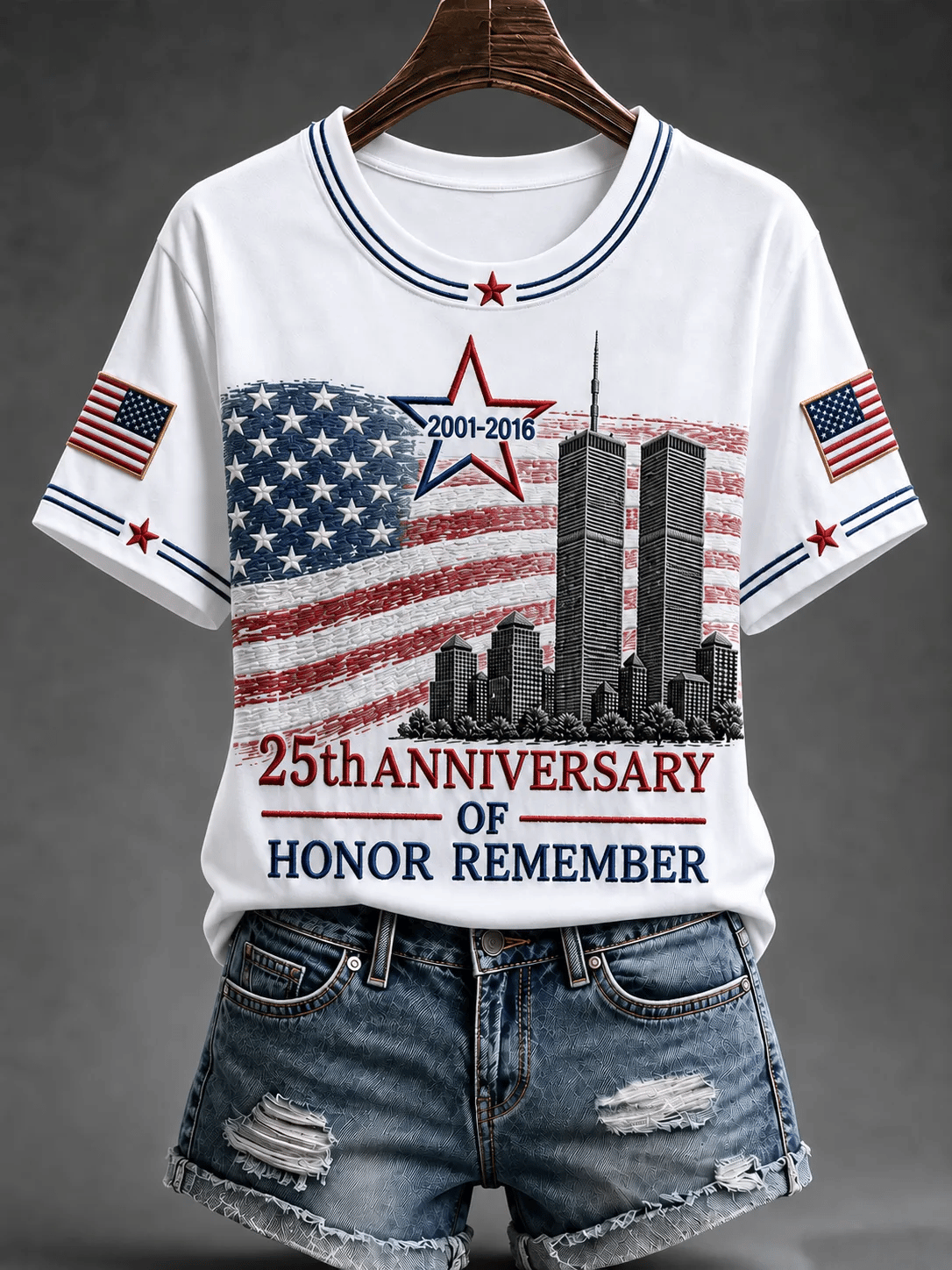 Women's  Retro  9.11 Never Forget Print T-shirt