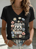 Women's Route 66 Centennial Mother Road Print Casual T-shirt