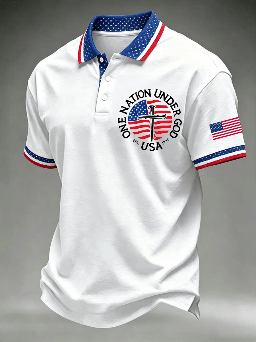 Men's Independence Day One Nation Under God polo shirt