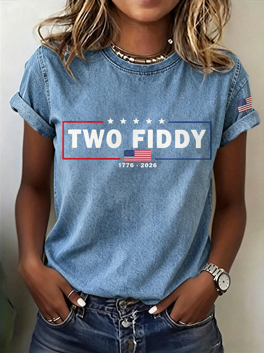 Women'S Two Fiddy Printed Casual T-Shirt